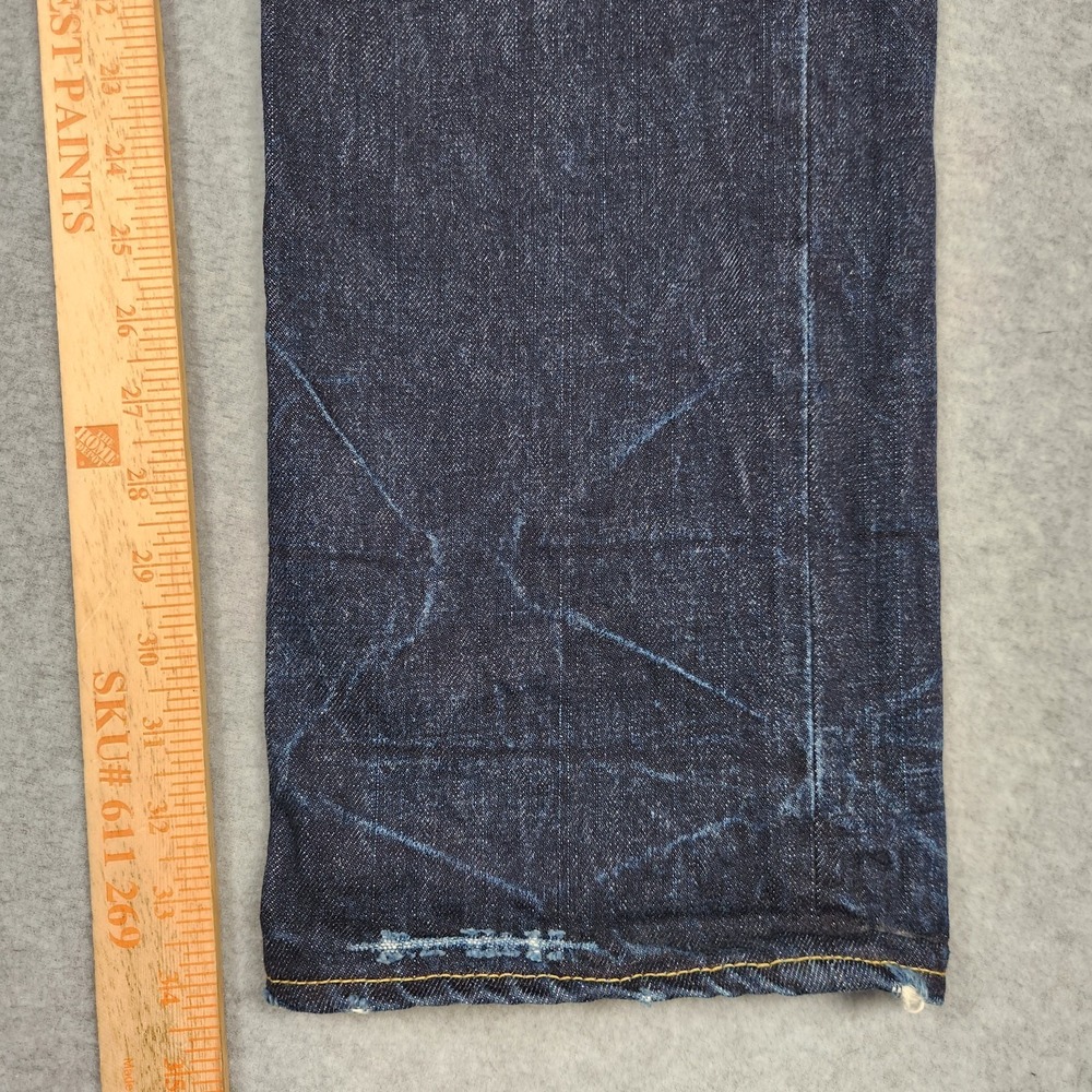 Chimala Jeans 31x34 Blue Raw Denim Straight Button Fly Distressed Made In Japan - Picture 14 of 16
